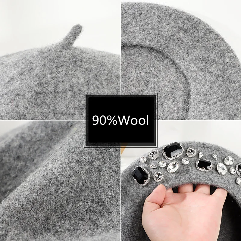 Berretto francese con strass s - Beret French Wool recensione e prezzo